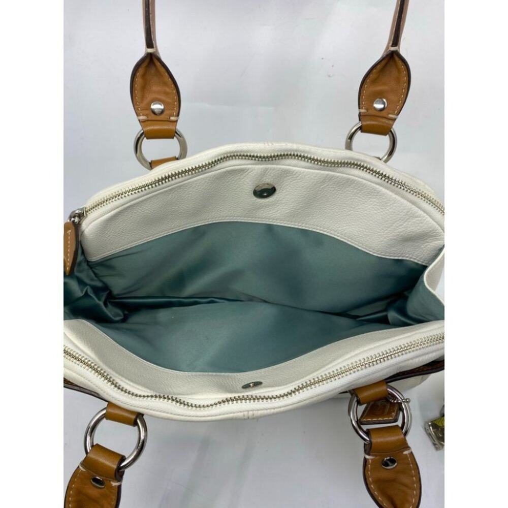 Coach Leather Medium Size White Brown Shoulder Bag - Picture 8 of 15